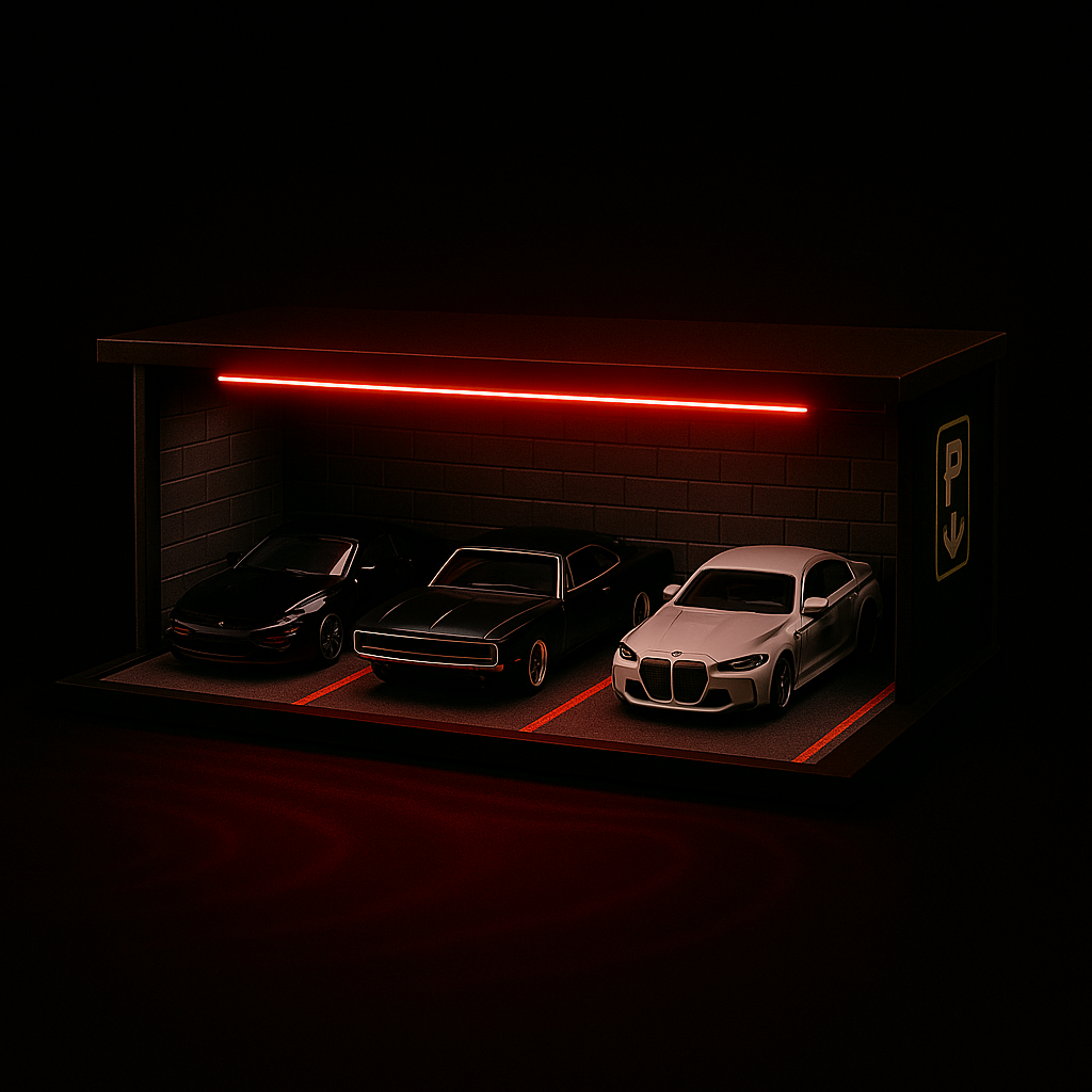 1:64 car garage with leds