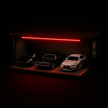 1:64 car garage with leds