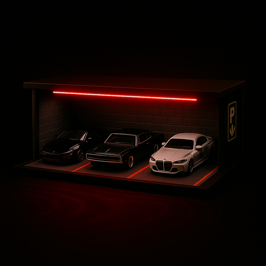 1:64 car garage with leds