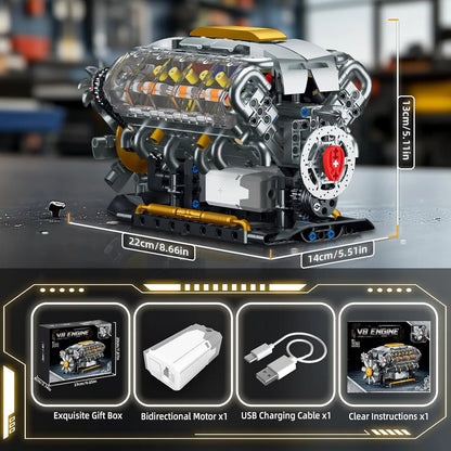 running V8 building block set